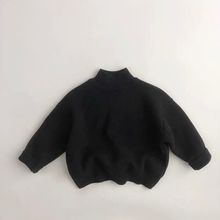 一体亲肤绒~儿童半高领毛衣2025秋冬韩版洋气男女宝针织打底衫潮