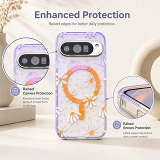 跨境适用谷歌Pixel 11ProXL手机壳磁吸10/10Pro小雏菊蓝光镭射10A