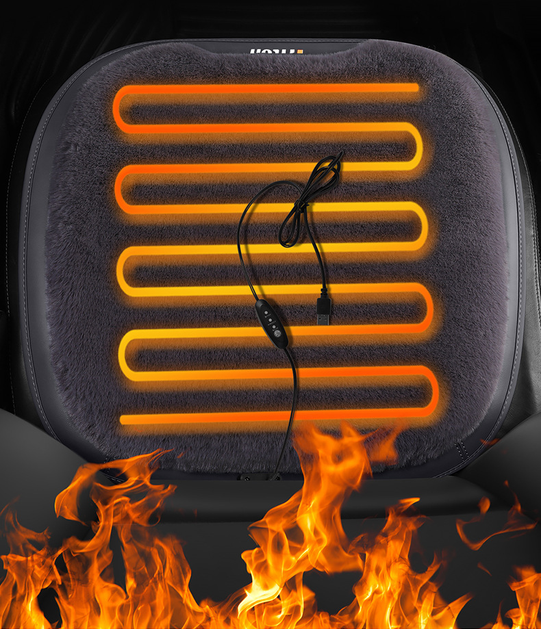 in stock wholesale winter heating car seat cushion car USB heating seat cushion speed heating 12V factory direct plush cushion