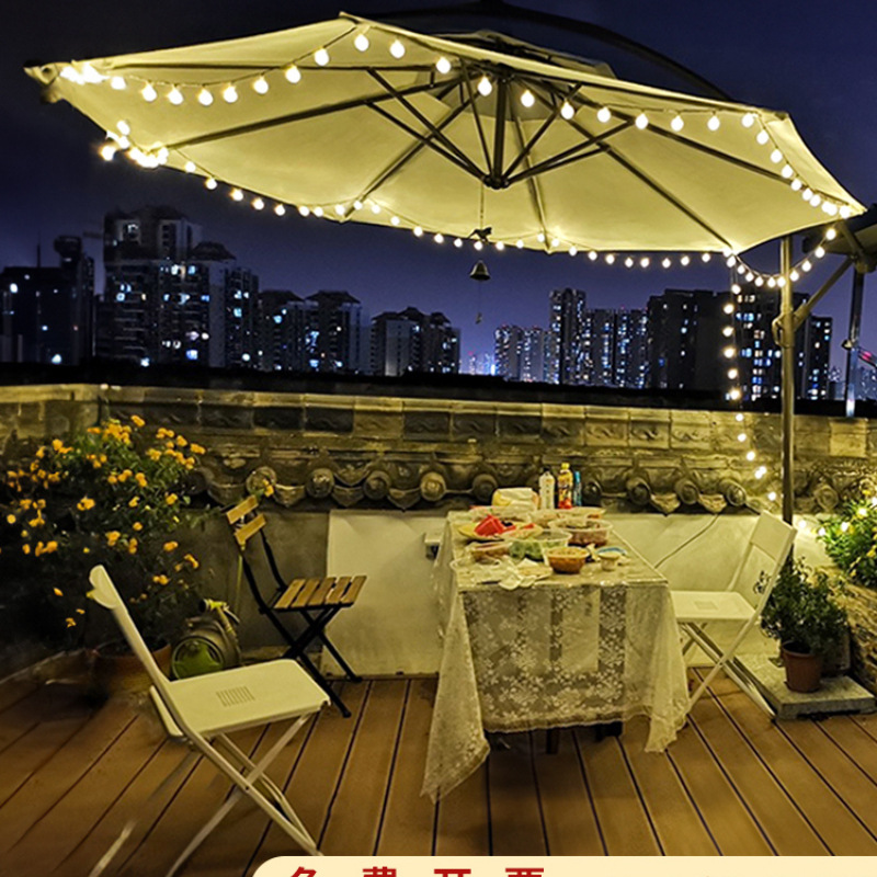 Travel umbrella solar-powered for gazebo