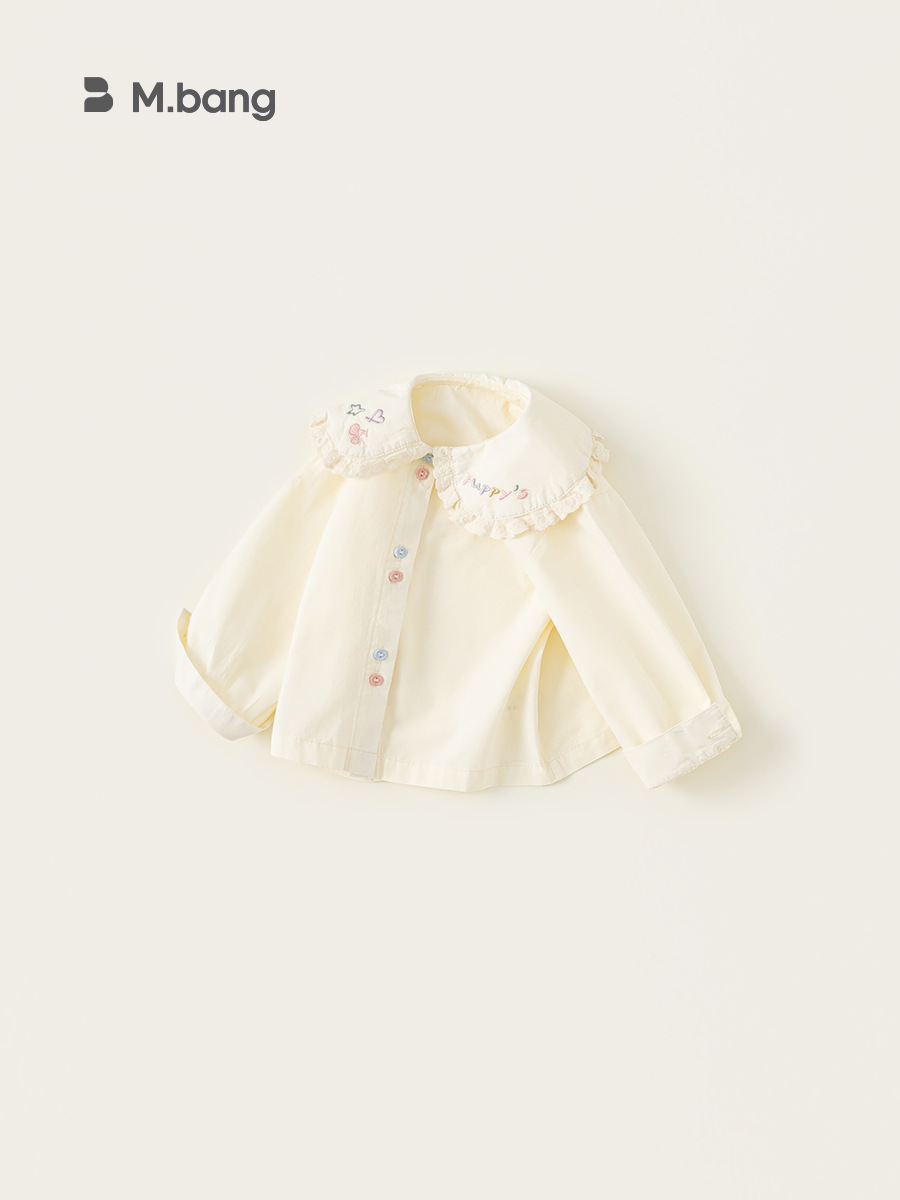 Youbao ropa para niños niñas de manga larga simple con cuello de muñeca de encaje interior camisa suelta bordada para niños