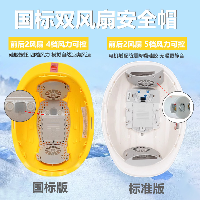 Shangyun aire acondicionado inteligente con ventilador de construcción refrigeración de verano casco de seguridad dual sitio de construcción instalación de ventilador de carga enfriamiento protección solar