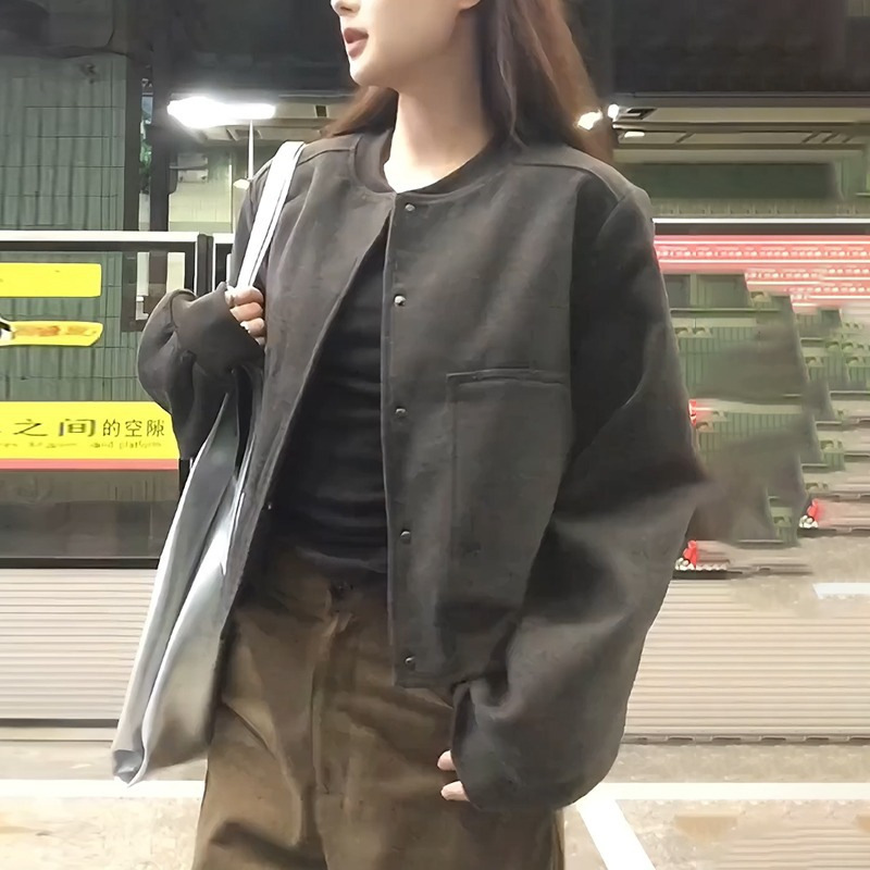 秋季新款设计感外套女时尚洋气减龄宽松休闲显瘦气质棒球服|undefined