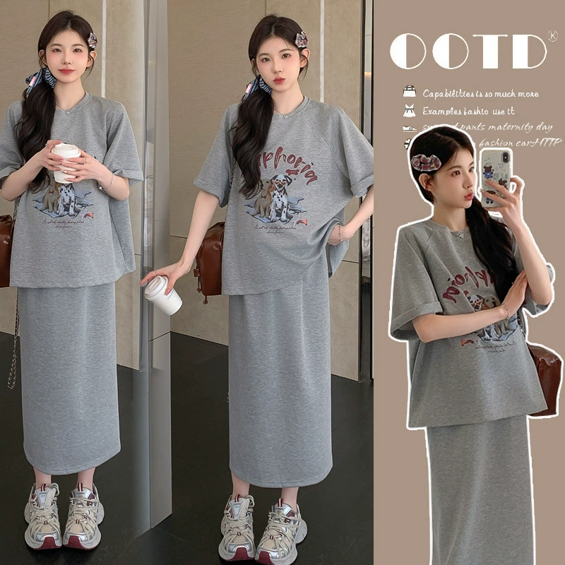 Беременные женщины летом новая свободная спортивная повседневная футболка с коротким рукавом с принтом
