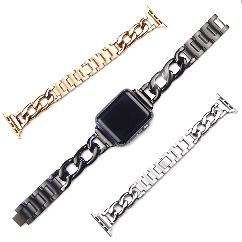 For Apple Watch Apple Watch 6 SE 5 4 3 fashion denim chain stainless steel Watch strap
