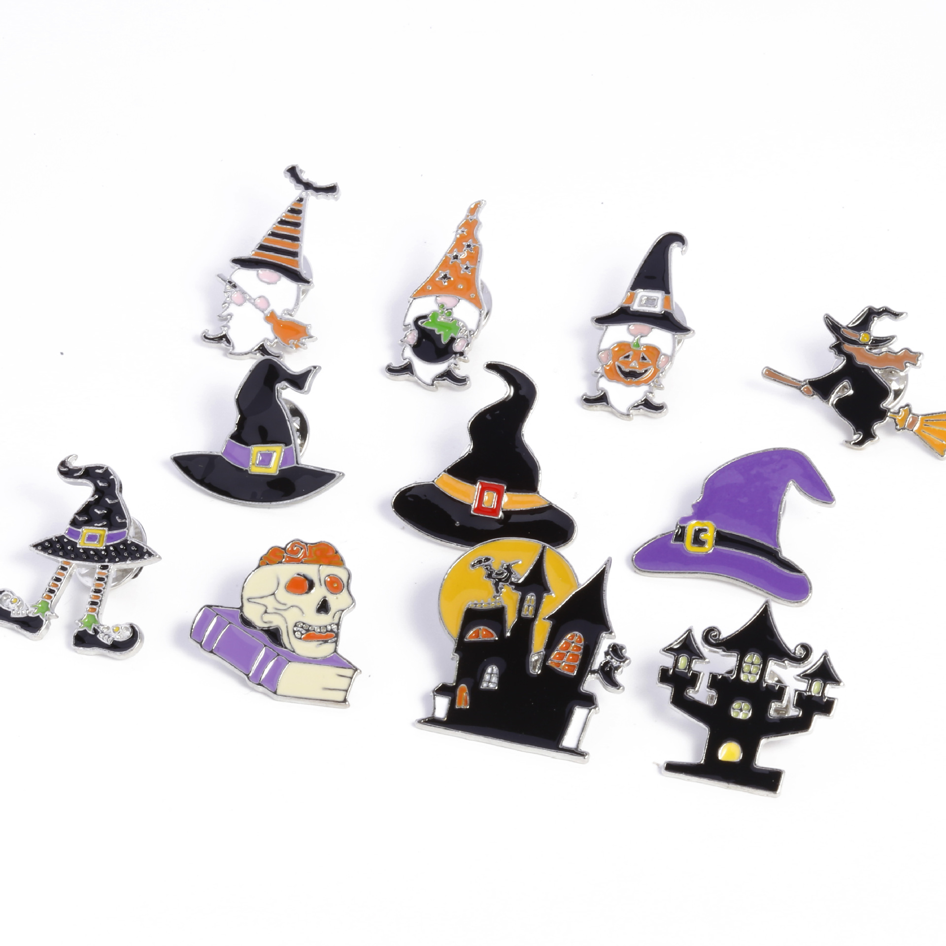 10g Weight Brooches Classification Party, Festival Occasion Zinc alloy Material Halloween Festival Pumpkin, hat, Skull Pattern Unisex Gender Enamel Design Cute, Funny Style Cute Funny Pin Pumpkin Hat Skull Zinc Alloy Enamel Unisex Brooches 2