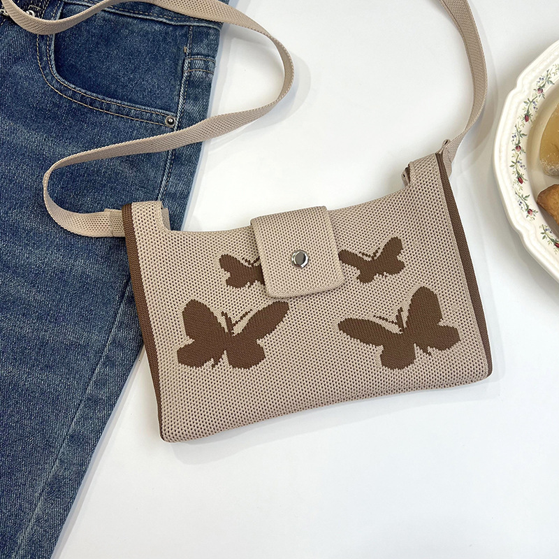 Bolsa de teléfono móvil de punto nueva moda pequeña ligera versátil mariposa multicolor en diagonal mini bolso de teléfono móvil