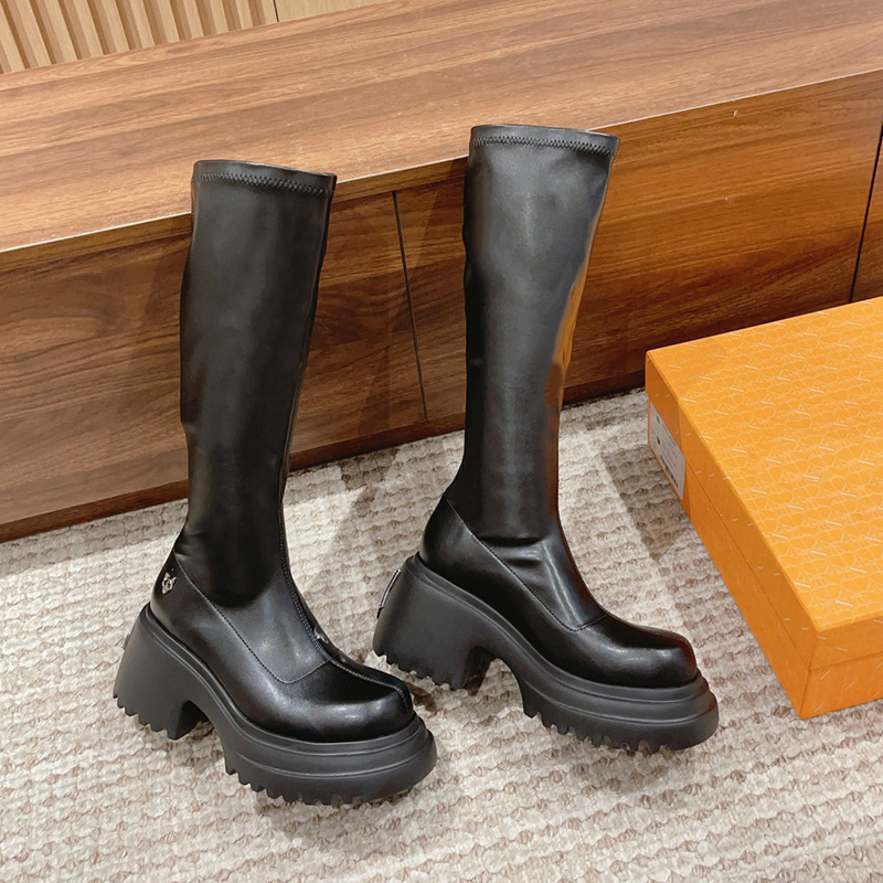 High-End 2026 New Slim-Fit Elastic Sock Boots with Wolf Head Design, Fashion Show Thick-Soled Height-Increasing Waterproof Platform Sexy Long Boots for Women