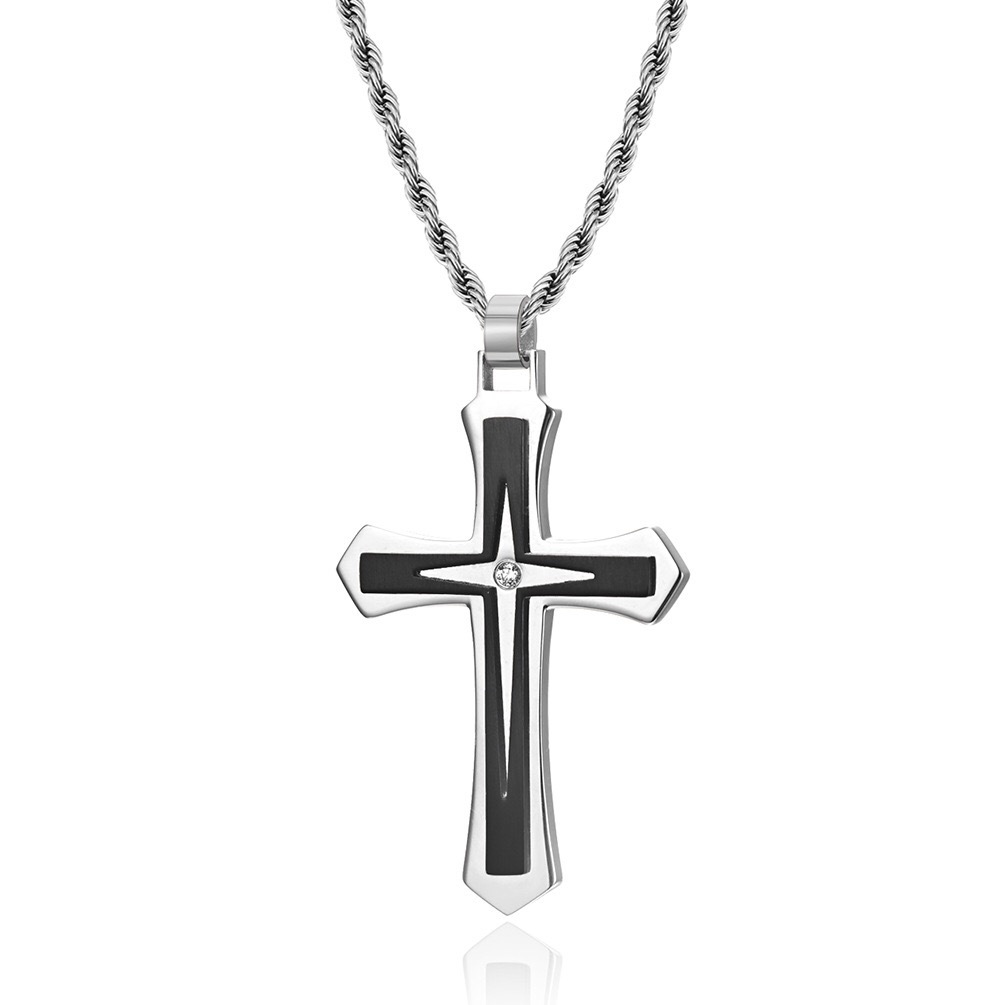 Plating Design Hip-Hop Retro Geometric Cross Titanium Steel Plating Unisex Pendant Necklace