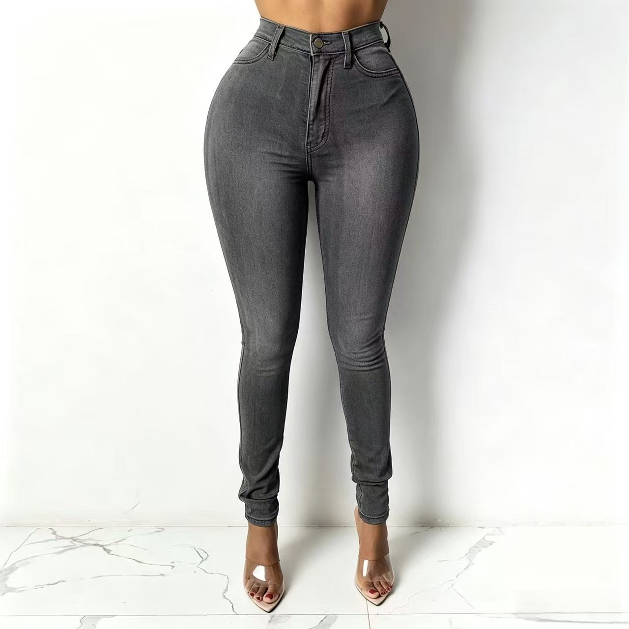 Pantalones Jeans de Tubo de Tiro Alto para Mujer, Mezclilla de Algodón, Alto Elástico y Ajustado