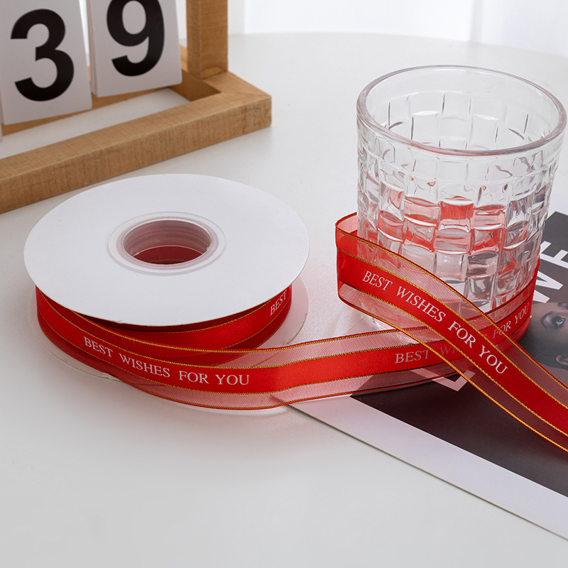 2.5cm letras inglesas envases de flores cintas de satén red de nieve de copas de regalo pastel cintas hechas a mano