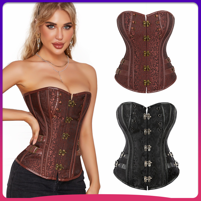 New Retro Tiger Buckle Slim Waist Palace Vest Glue Bone Steampunk Style Corset Sexy Abdominal Shaper