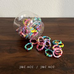 50根裝不傷發彩節發圈升級桶裝頭繩夏季扎馬尾辮子發繩簡約皮筋