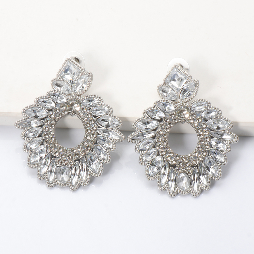 Exaggerated Alloy Rhinestone Colored Diamond Geometric Earrings display picture 8