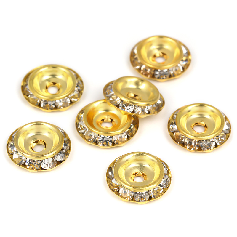 5-17mm ronda borde de la onda del anillo de diamante perlas de perlas DIY accesorios de la joyería pulsera diamante metal espaciador al por mayor