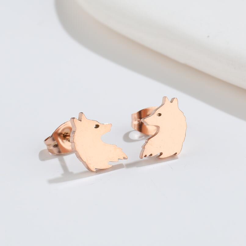 Ear Studs Classification 1 Pair Simple Style Wolf 304 Stainless Steel 18K Gold Plated Ear Studs