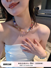 「Duobao Crystal」朱朱と同じスタイルの女性用ネックレス、天然色の宝石の気質、ガールフレンドへの誕生日プレゼント、夏、送料無料