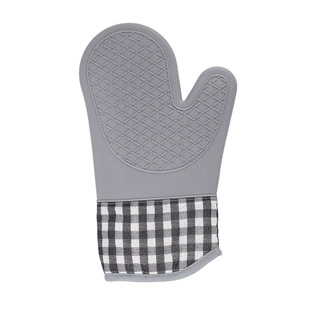 Thickened Kitchen Anti-Scalding Silicone Gloves Plus Cotton, High Temperature Resistance, Waterproof and Insulated Two-Finger Gloves for Baking Ovens