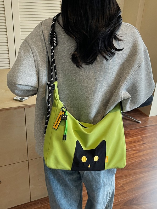 NOXXON偌闪轻便单肩包休闲猫咪多巴胺高级感通勤饺子包绿色斜挎包|undefined