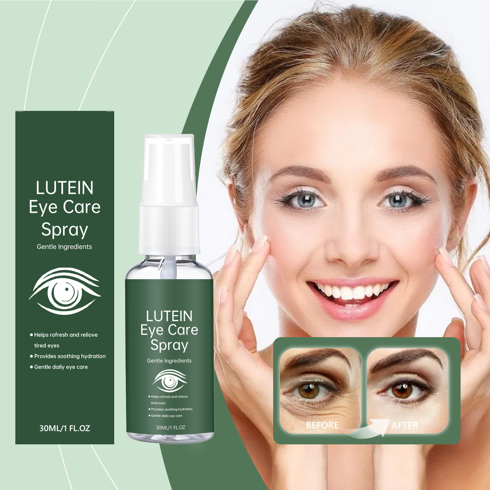 Cross-Border Amazon Lutein Eye Care Spray, Hydrating, Brightening, Gentle Care for Eye Skin, Daily External Use