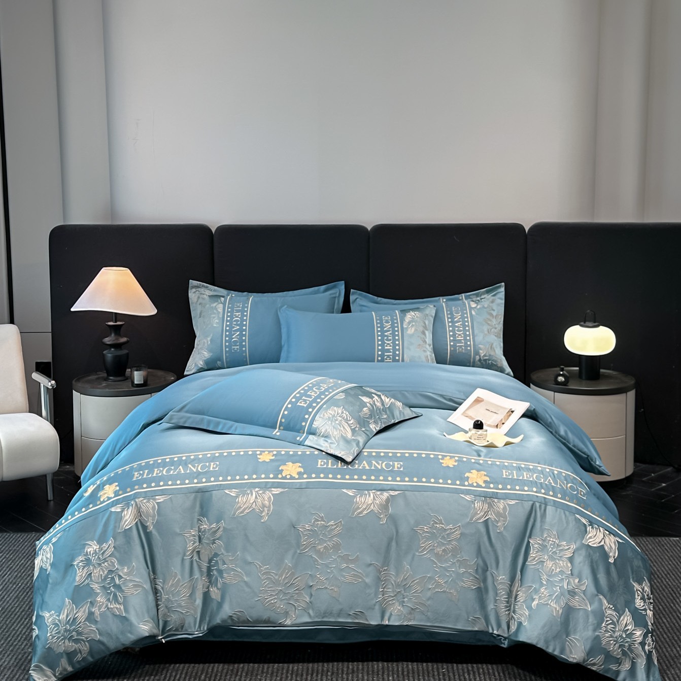 Ensemble d'été lavable quatre pièces, drap de nuit en soie glacée, housse de couette, drap-housse pour lit de dortoir_voghion.com