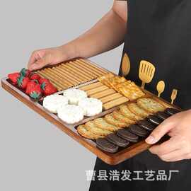 跨境木质水果盘家居分格牛奶面包早餐盘零食糖果盘干果甜品盘茶盘