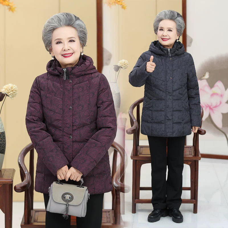 Пуховик для старой леди, короткая хлопковая одежда для бабушки, среднего и пожилого возраста, женское свободное зимнее пальто для матери 60 лет и 80 лет