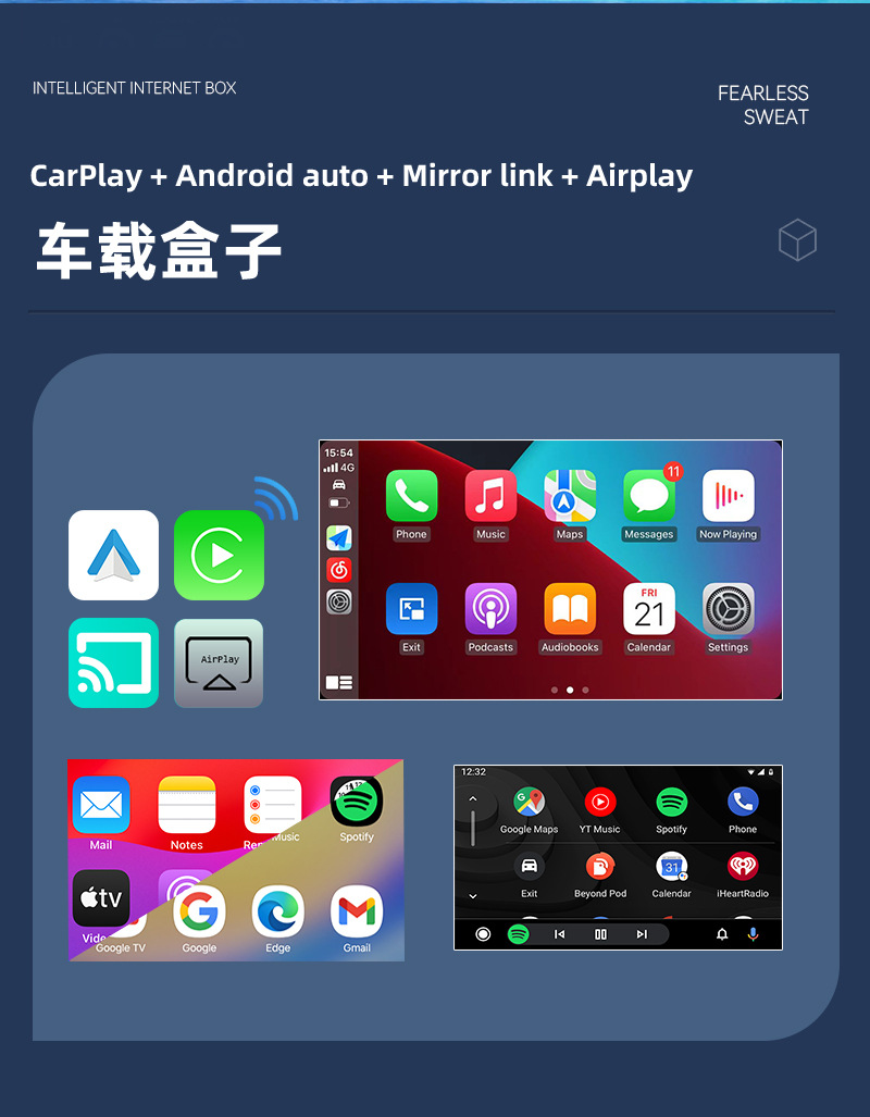 Cross-Border Wireless Carplay Module 4-in-1 Smart Mirror Screen Projection Smart Inter-Control Carplay Box