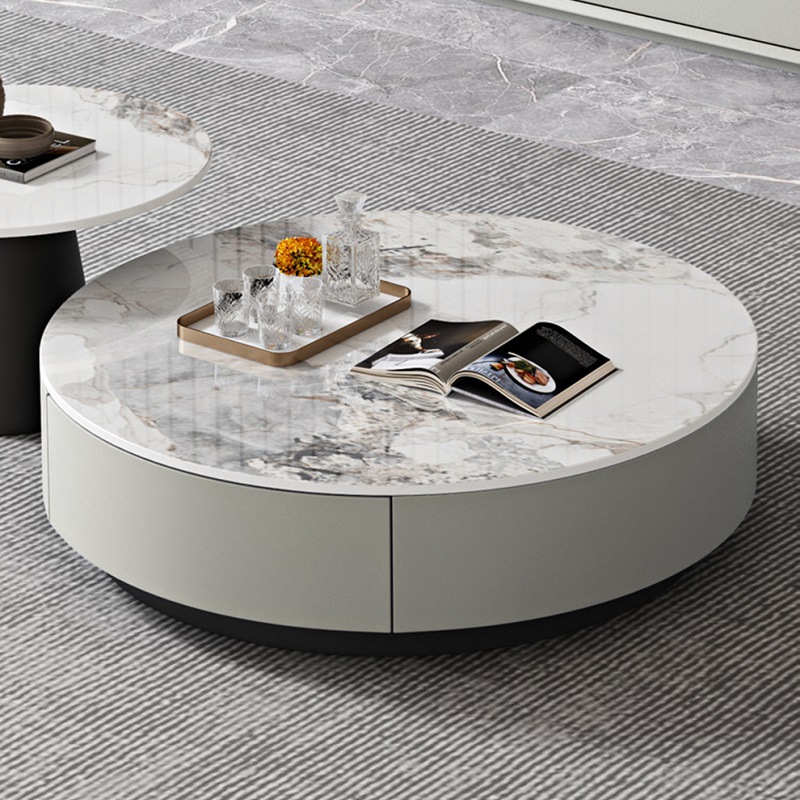 Juego de mesa de centro y mueble para TV de pizarra para apartamentos pequeños, sala de estar moderna minimalista, nuevo modelo de mueble de suelo minimalista de estilo italiano. image 4