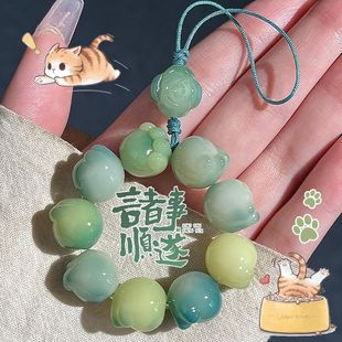 Bodhi root carving cat claw mobile phone chain car keychain lanyard men and women exquisite mobile phone chain jewelry decorative pendant