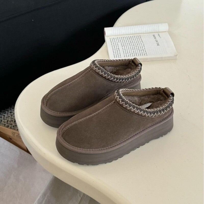 Henan Sangpo Snow Boots Thick-Soled Tazz Ethnic Style Wool Snow Boots New Style One-Leg Heightening Genuine Leather Women's Boots