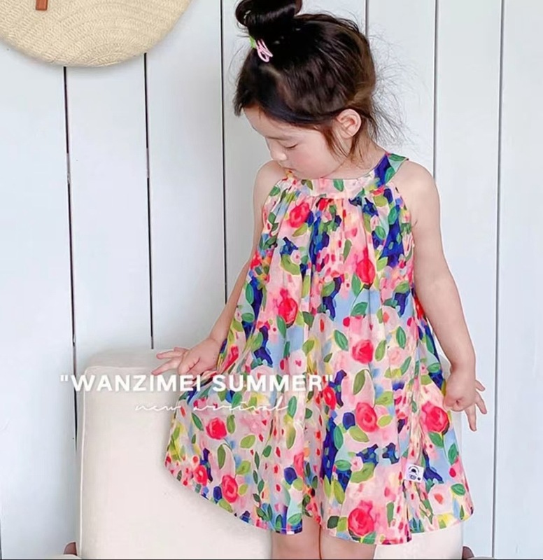 子供の花柄スカートモネガーデンドレス女の赤ちゃんファッショナブルなかわいいプリンセスドレス夏の大きな子供の女の子のドレス|undefined