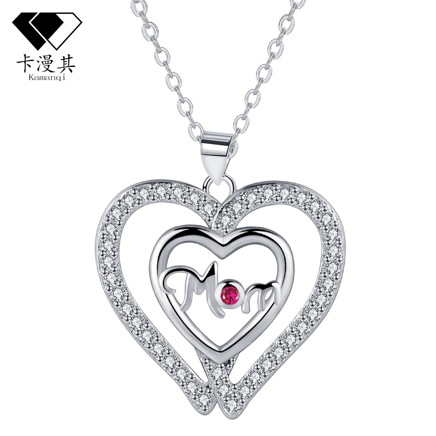卡漫其亚马逊爆款首饰mom女项链心心相印气质款给妈妈的饰品礼物