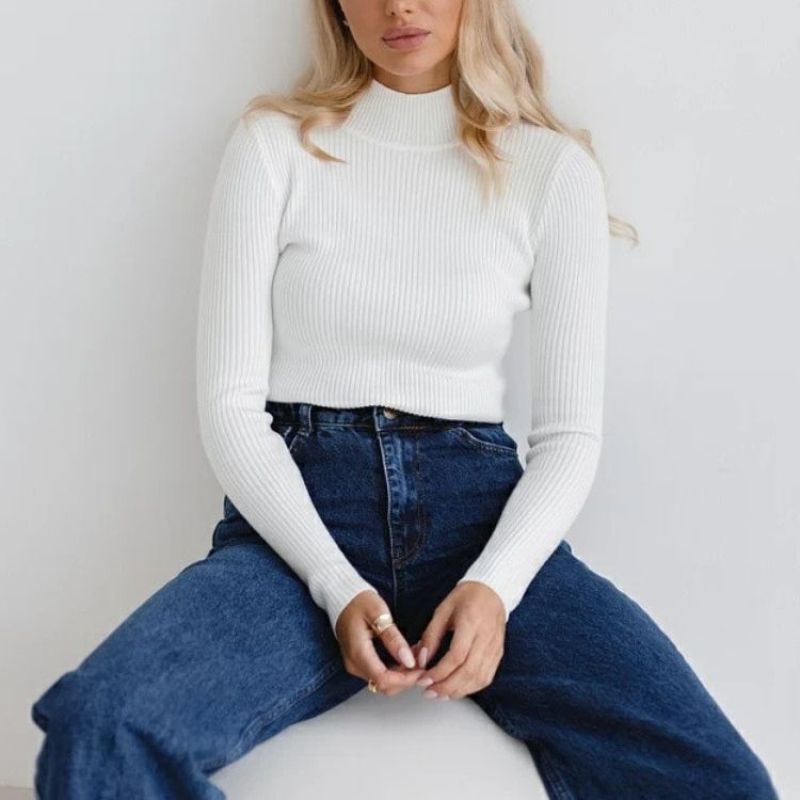 Cross-Border Solid Color Half-Turtleneck Sweater European and American Style 2023 Autumn and Winter Women's (24 Colors in Stock) Slim-Fit Knitted Base Shirt Cross-Border Solid Color Half-Turtleneck Sweater European and American Style 2023 Autumn and Winter Women's (24 Colors in Stock) Slim-Fit Knitted Base Shirt