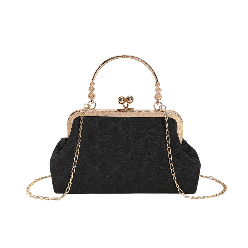 Cadena de moda rombo bolsa de concha ins moda perla cerradura noche bolsa de estilo fragante hombro crossbody bolsa de aspecto alto