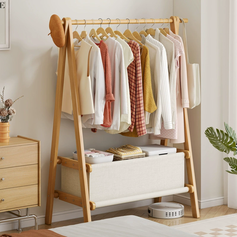 Вешалка из цельного дерева Напольная спальня Многофункциональная вешалка для одежды Стеллаж для хранения Прикроватная Ночная одежда Артефакт