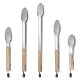New Korean Style Stainless Steel Barbecue Stall Clip Oak Handle Steak Clip Lefter BBQ Food Clip