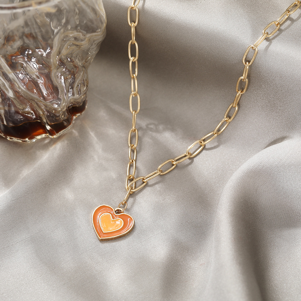 2021 New Creative Simple Womenu0027s Jewelry Cute Girly Style Drop Oil Double Layers Loving Heart Ne
