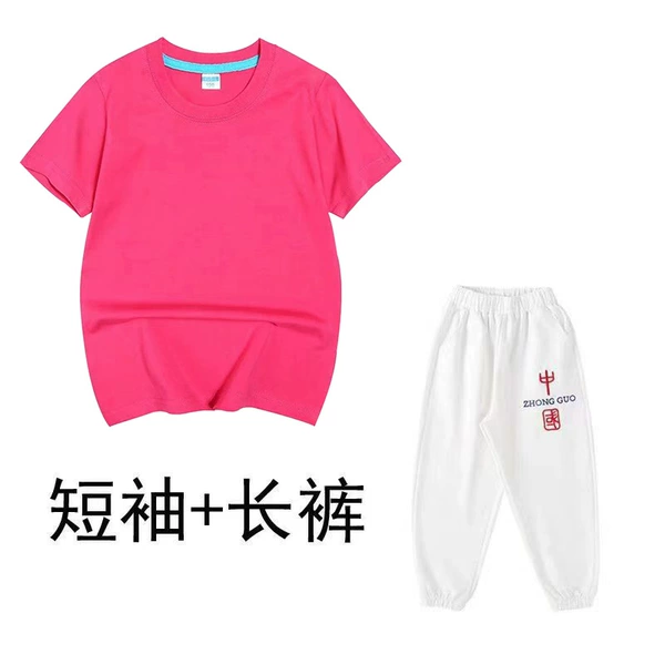 Rose red T+white trousers