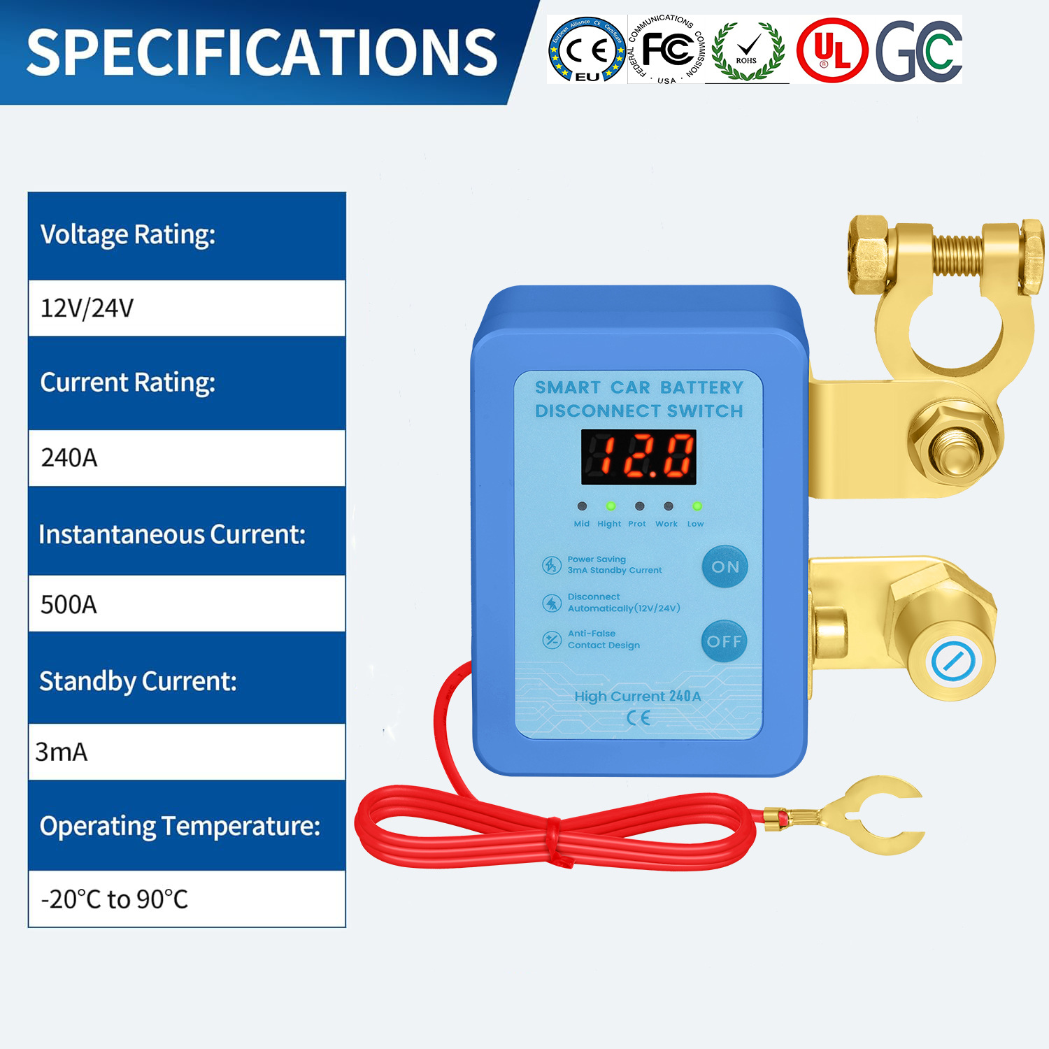 Qìchē 12V Car Battery Disconnect Switch Anti-Leakage Protector (Power supply, ignition system accessories)