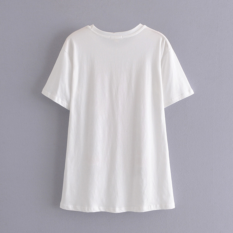 round neck short sleeve statue print T-shirt NSAM32411