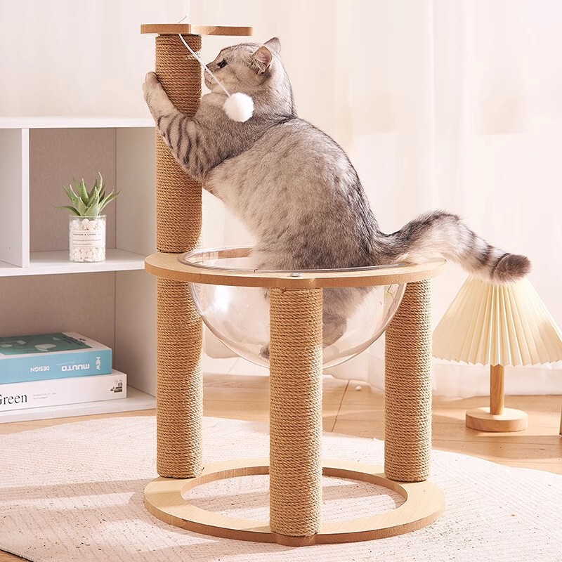 猫クライミングフレーム、スペースカプセル、猫の巣、猫スクラッチボード、一体型シンプルな爪研ぎ、耐久性のある猫スクラッチポスト、楽しい大型猫のおもちゃ|undefined