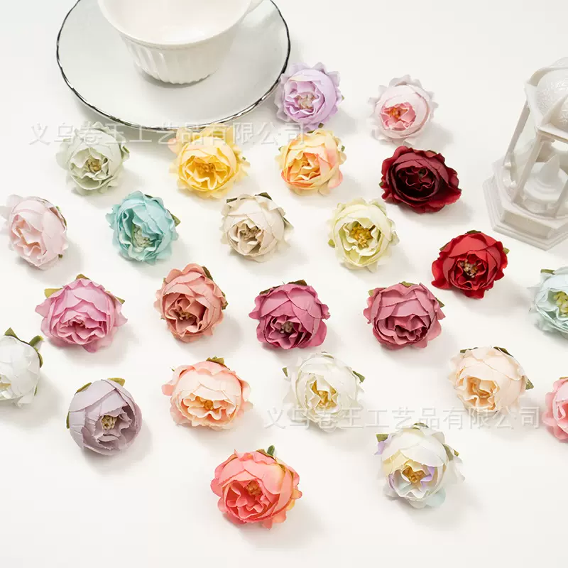仿真玫瑰花苞花头手工diy花环材料服装配饰花艺婚庆装饰假花批发