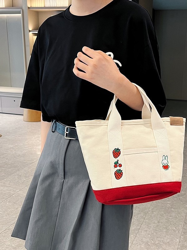 Año del Conejo bordado japonés lindos bolsos de lona, bolsos de hombro, bolsos de oficina