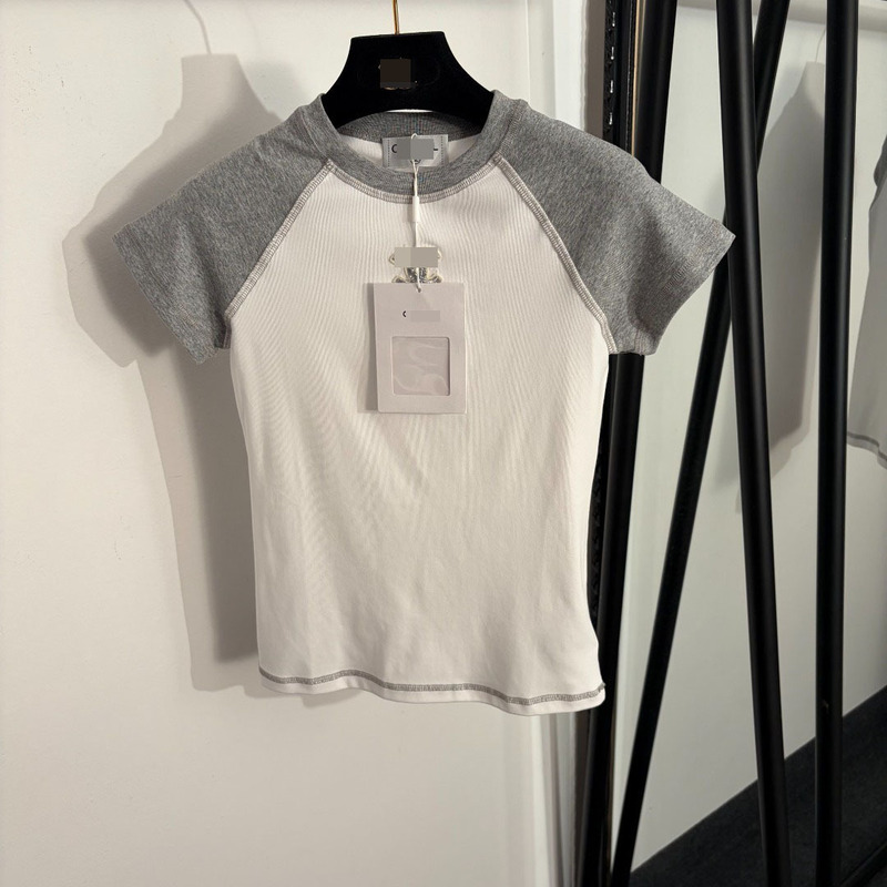 Nanyou High-End American Retro Raglan Color-Block Letter T-Shirt for Women, Unique Design, Casual Sports Style Top