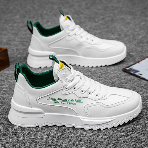 Autumn and winter fashion sports shoes, casual men's running shoes, leather outdoor men's shoes, sneakers, velvet trendy white shoes