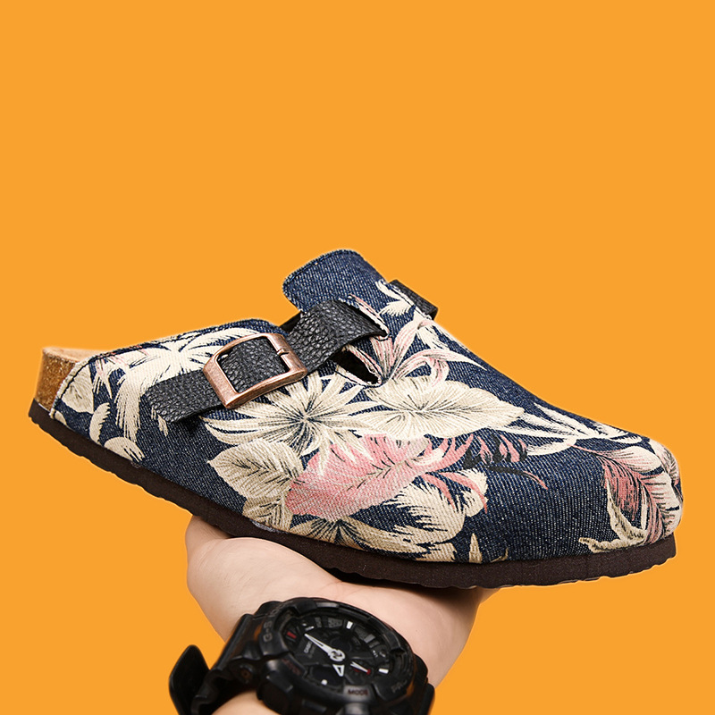 Cross-border best-selling couple's winter Birkenstock-style slippers, men's closed-toe cork-soled slippers, women's Korean-style outdoor fashion half-slippers Cross-border best-selling couple's winter Birkenstock-style slippers, men's closed-toe cork-soled slippers, women's Korean-style outdoor fashion half-slippers