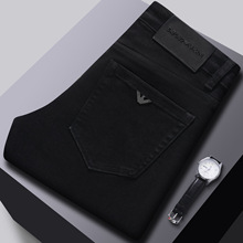 欧洲站高端奢侈品男士休闲牛仔裤男士修身小脚秋冬款黑色一线大牌