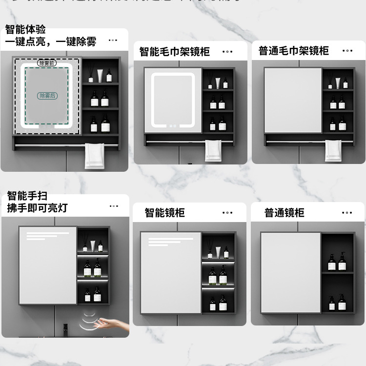 Aluminio del espacio pequeño apartamento baño gabinete combinación cerámica integrado Lavado de Manos cara roca placa lavabo espejo inteligente gabinete