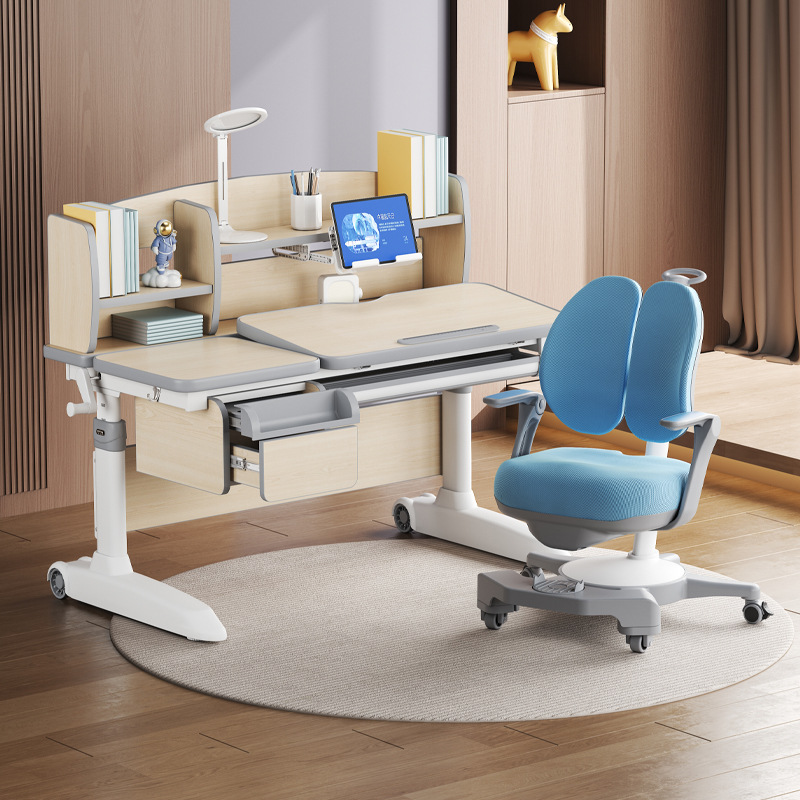 1.2M 플래그십 원목 테이블 + 블루 체어 세트